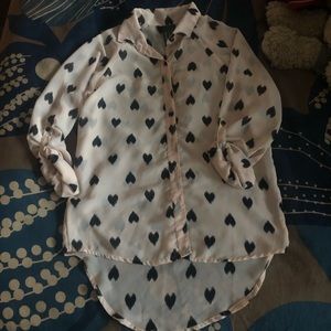 Heart mesh button down